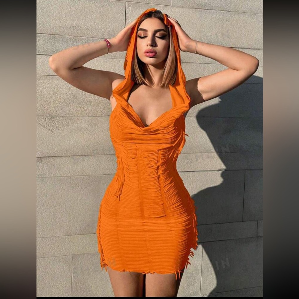 Orange hooded dress